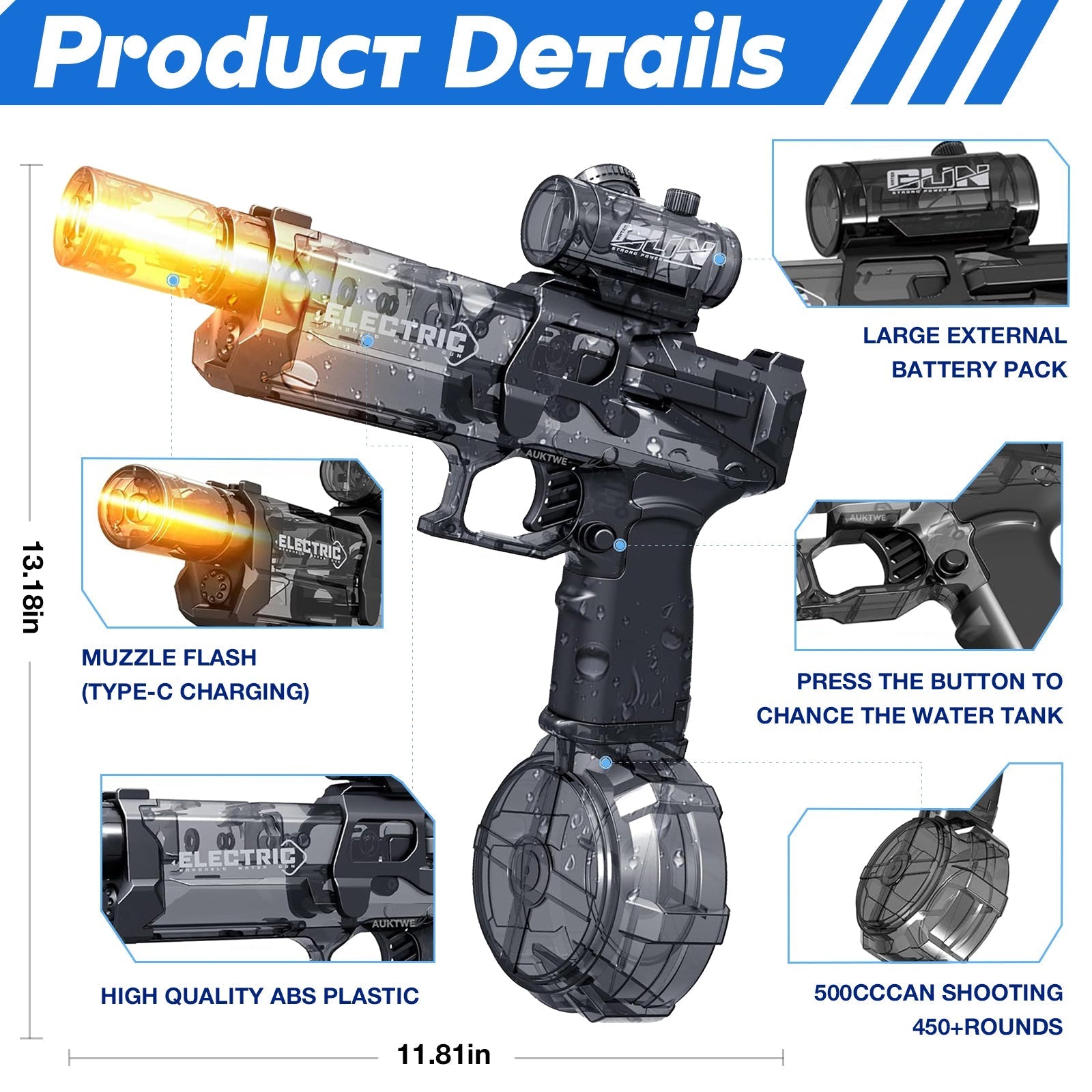 Pistolet à haute capacité YoPoll pour jouet de natation à la plage