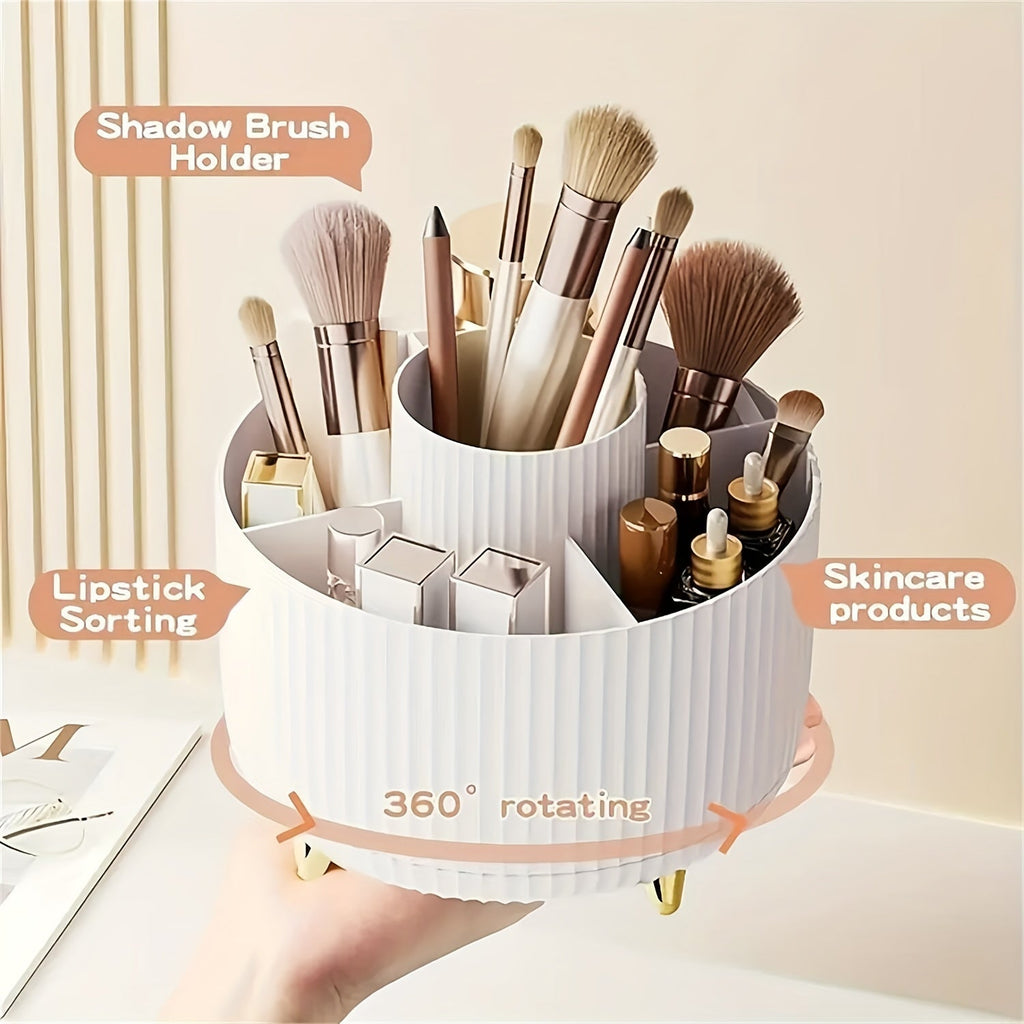 ELEGANZA - Rangement de maquillage rotatif en plastique 360° avec 5 sections