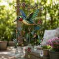 CrystalSong™ | Carillon en cristal avec motif d'oiseau pour jardin et balcon