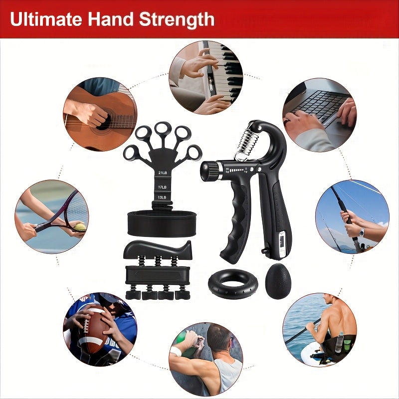KIT GRIPMASTER – Entraîneur de force pour les mains et les avant-bras en 5 pièces