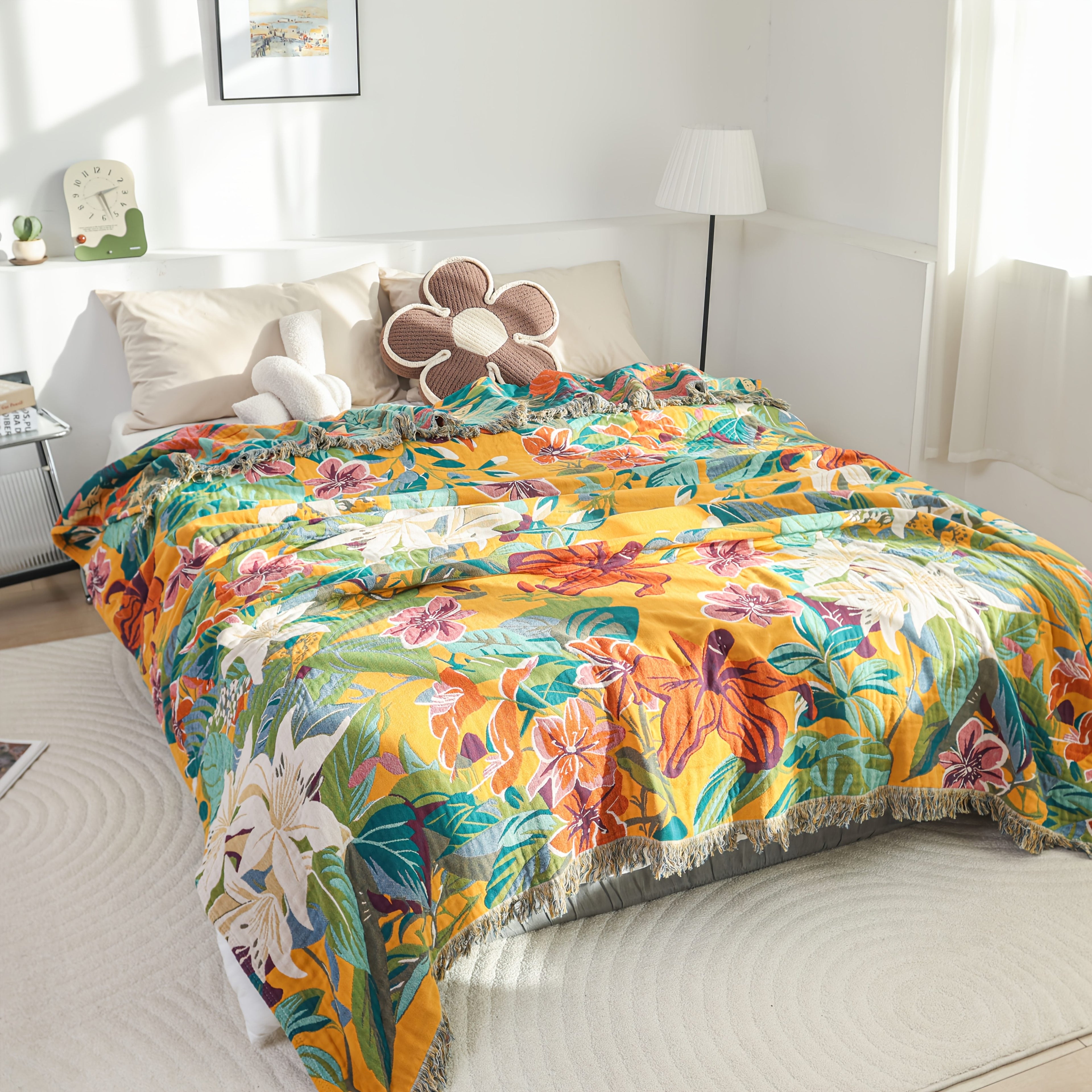 PUREBLOOM – Couverture d'été en coton jacquard respirant pour un sommeil frais et confortable