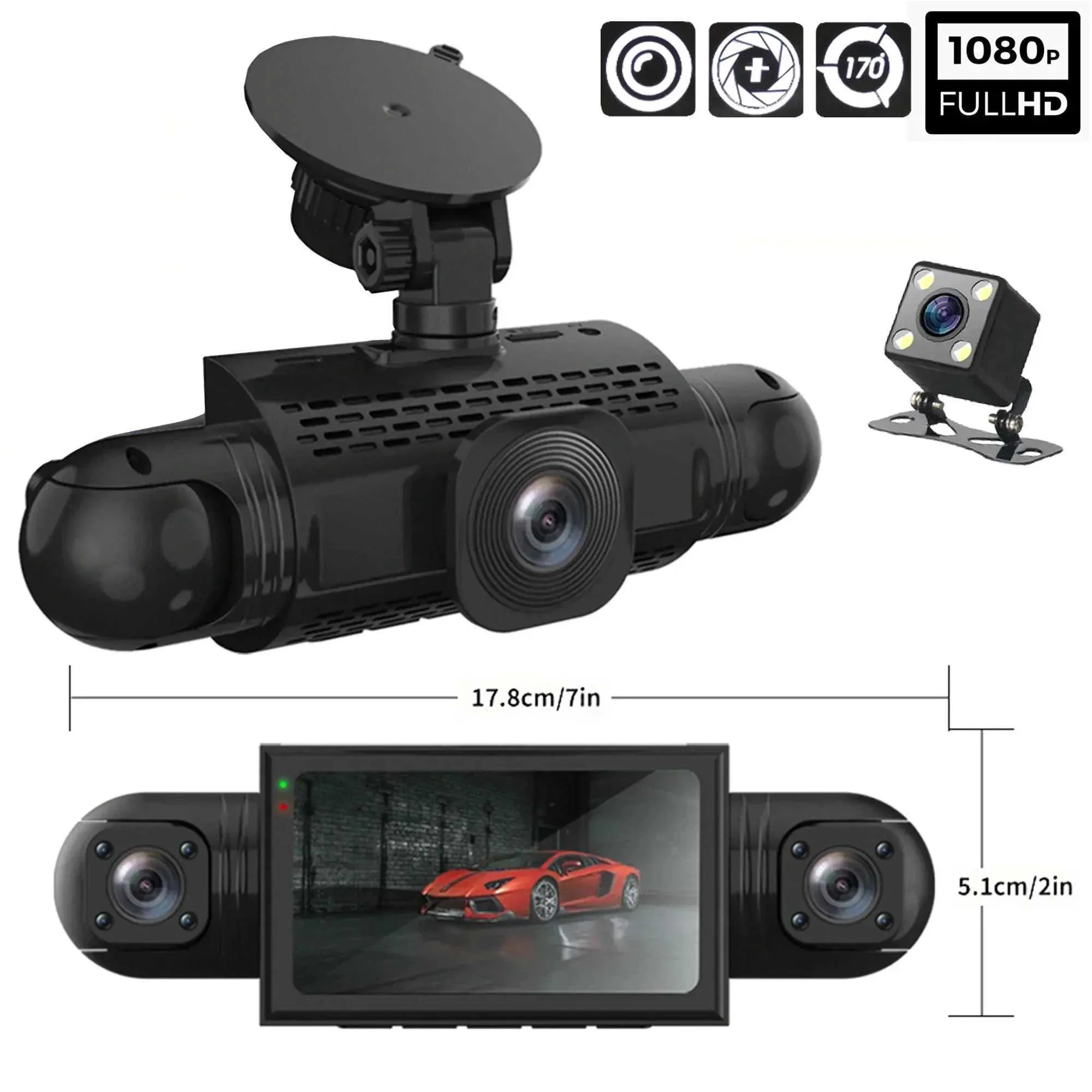 Skanto | Caméra de tableau de bord 360° | DashGard Pro CX360 | Enregistreur de conduite Full HD avec vision nocturne & surveillance de stationnement