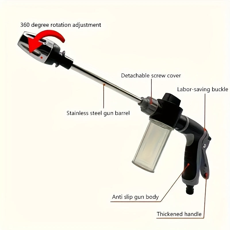 AQUABLAST - Pistolet à eau de jardin haute pression avec canon à mousse et pulvérisateur à long manche
