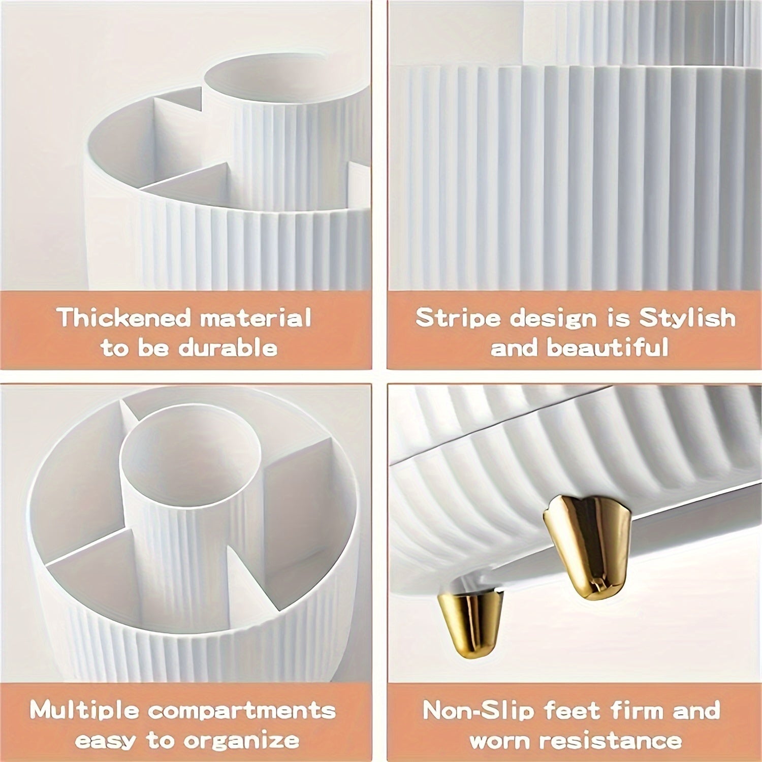 ELEGANZA - Rangement de maquillage rotatif en plastique 360° avec 5 sections