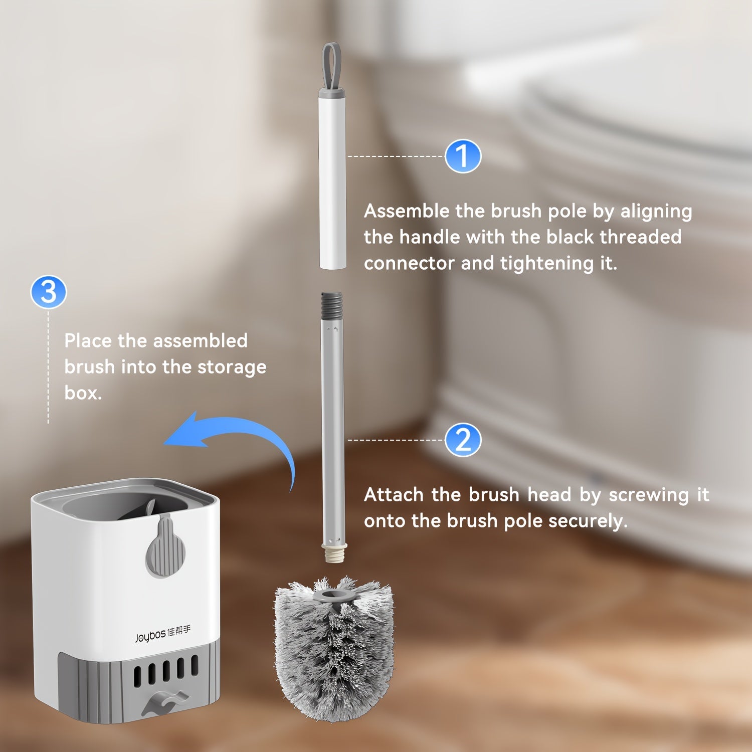 BRISTLEPRO - Brosse de Toilette à Long Manche & Support, Outil de Nettoyage Essentiel