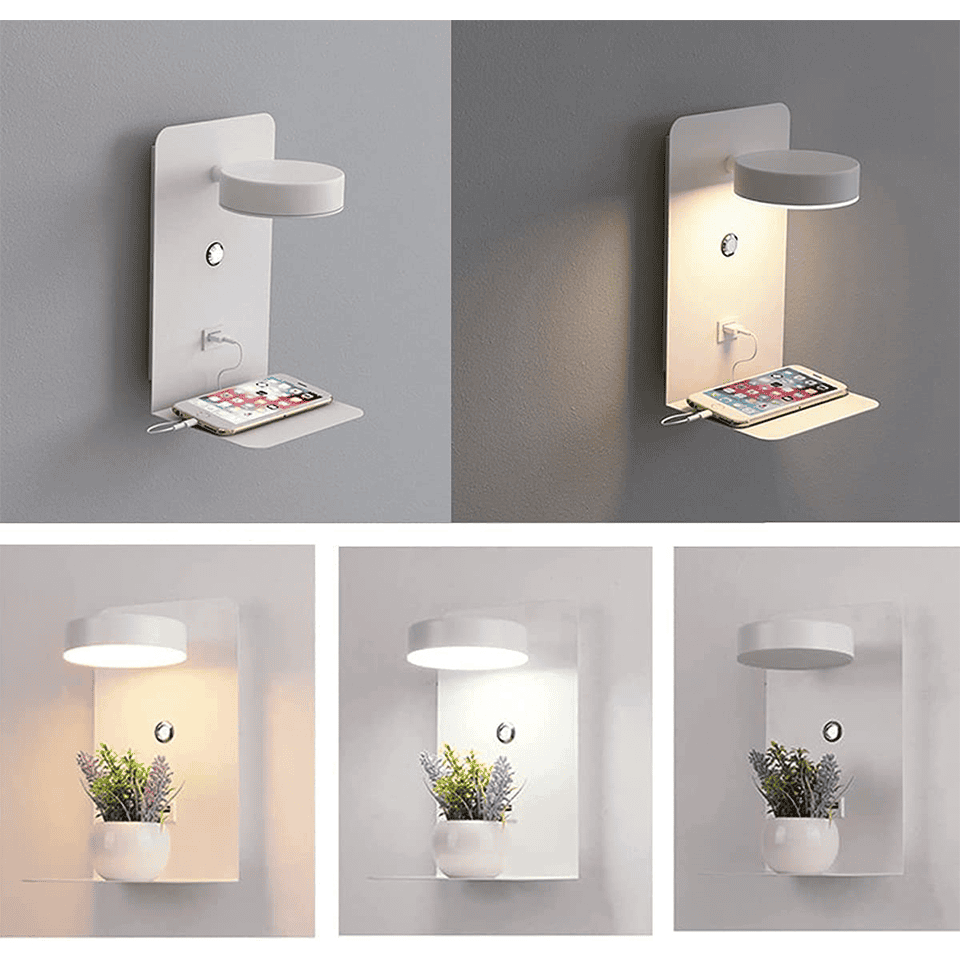 Skanto | Applique LED multifonction dimmable avec chargeur USB pour chambre