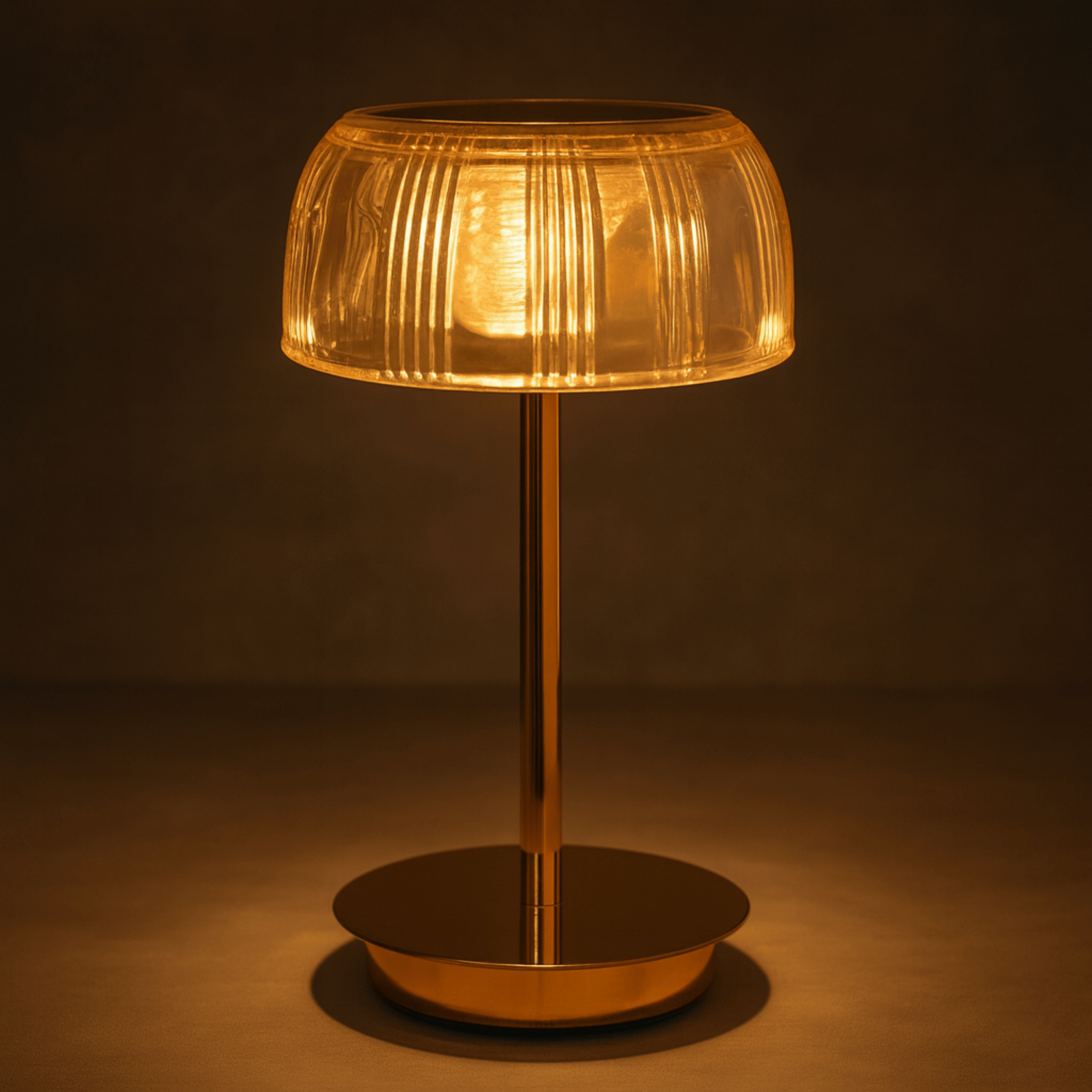 Lampe de table avec un abat-jour en dôme strié et un pied élancé