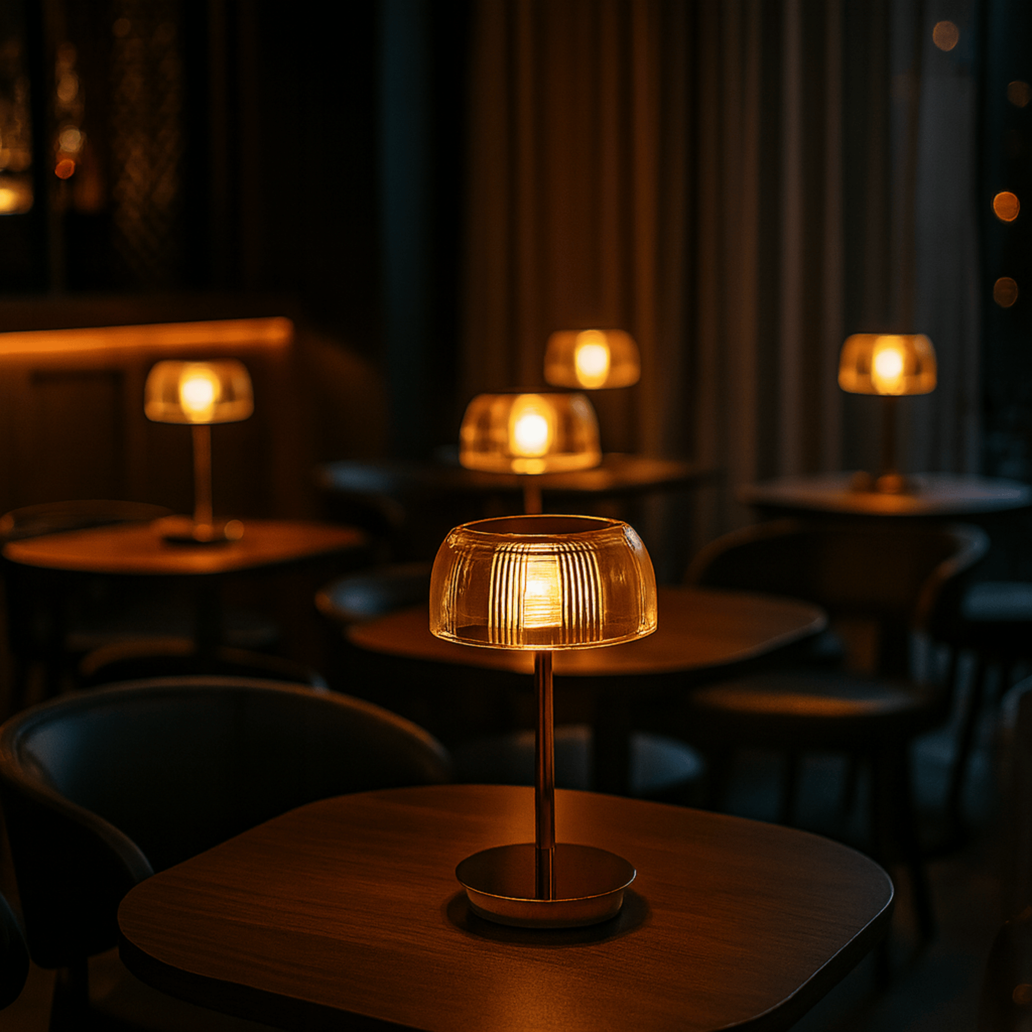 Lampe de table avec un abat-jour en dôme strié et un pied élancé