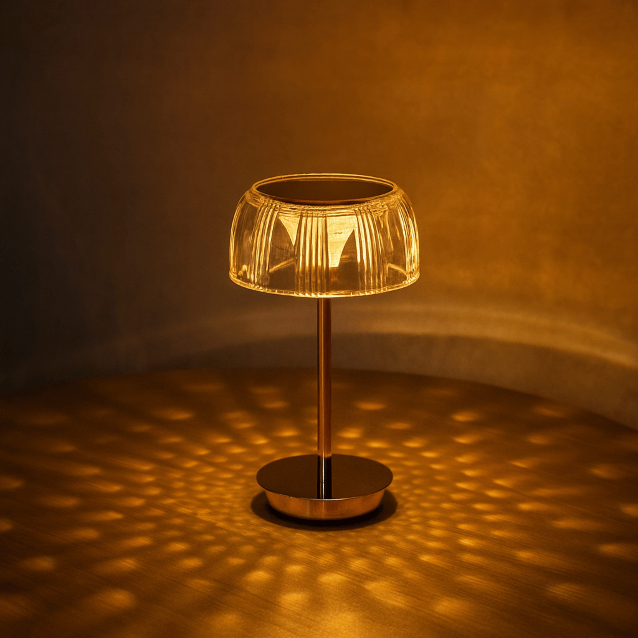 Lampe de table avec un abat-jour en dôme strié et un pied élancé