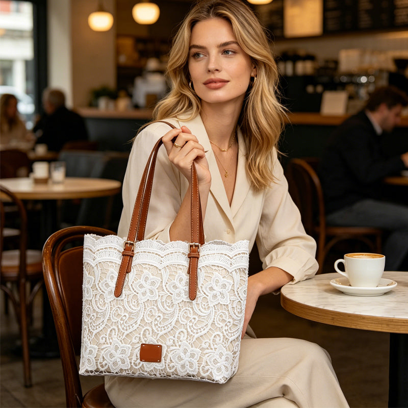 Amara™ | Grand Sac Tote en Dentelle au Style Vintage