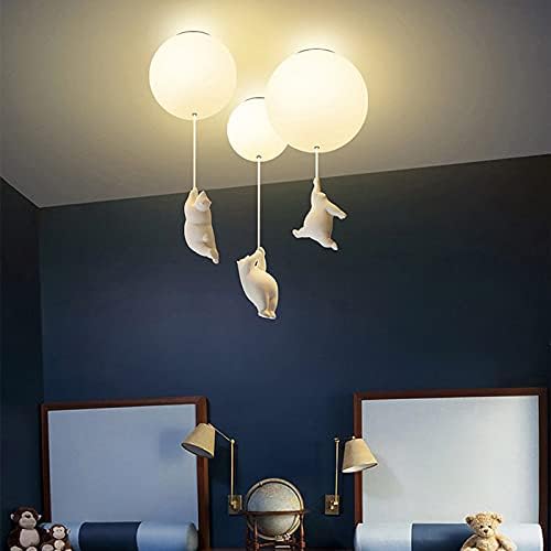 Lampe de Plafond Ludique avec Ours et Lumières en Ballon pour Chambre d'Enfant