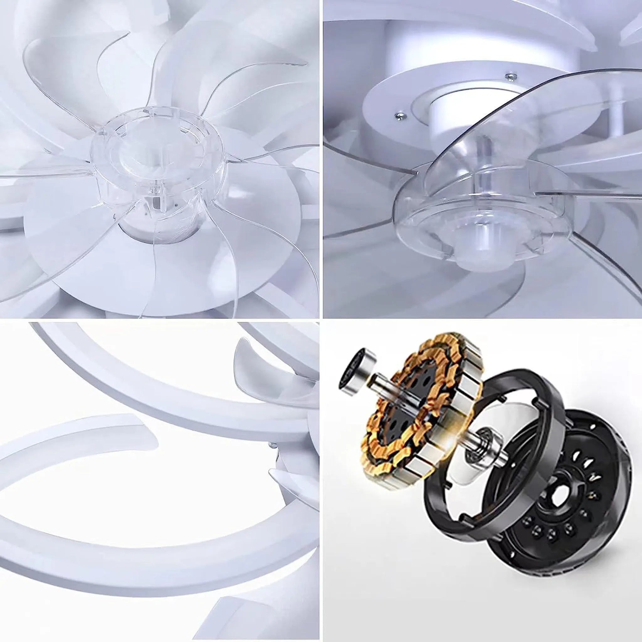 Ventilateur de plafond LED moderne avec motif floral et télécommande