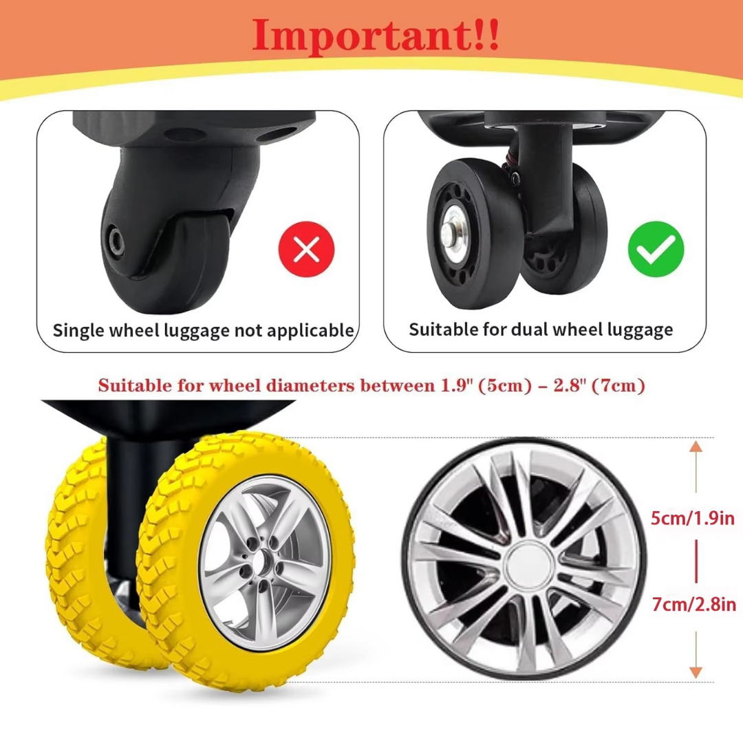 RollGuard Pro™ | Housses de protection en silicone pour roues de valise réduisant le bruit