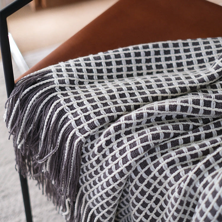 Couverture en tricot à motif en gros mailles, plaid décoratif