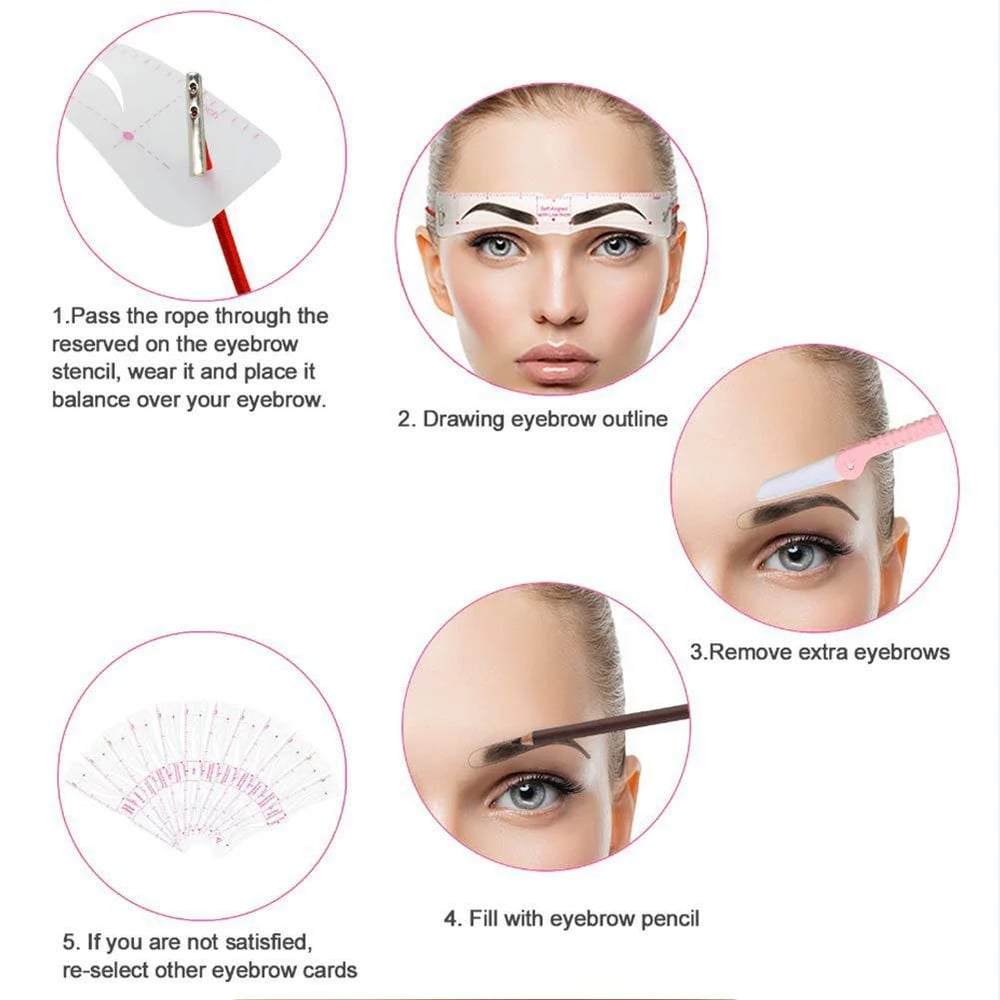 1+1 Gratuit | Ensemble de pochoirs à sourcils | Ensemble de mapping de sourcils de 12 pièces | Symétrie & Forme Parfaites | Réutilisable