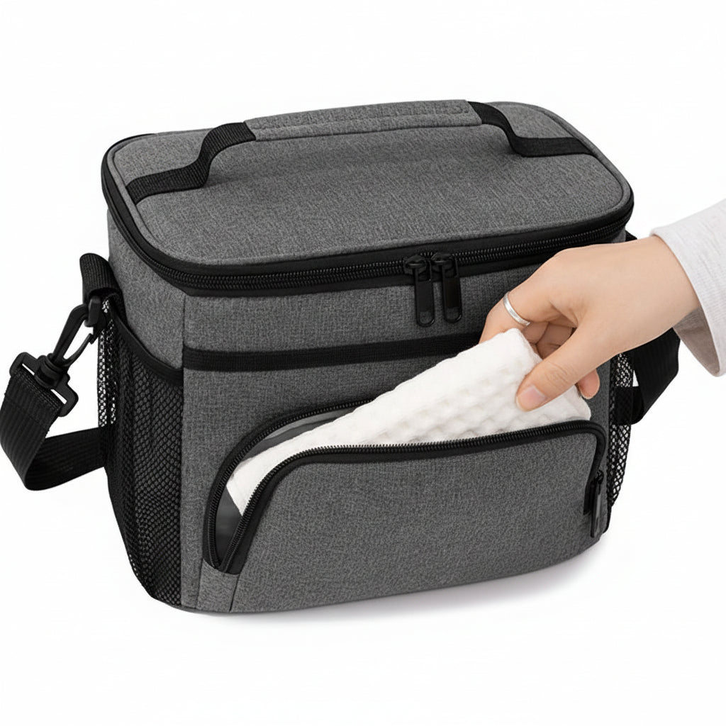 THERMOVIA - Grand Sac à Lunch Isolé avec Fermeture Éclair et Bandoulière Ajustable