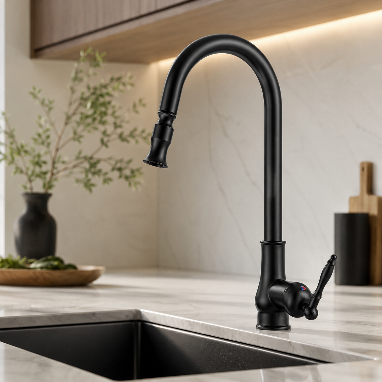 BRONZEFLOW – Robinet de cuisine à tirage antique en bronze avec contrôle tactile