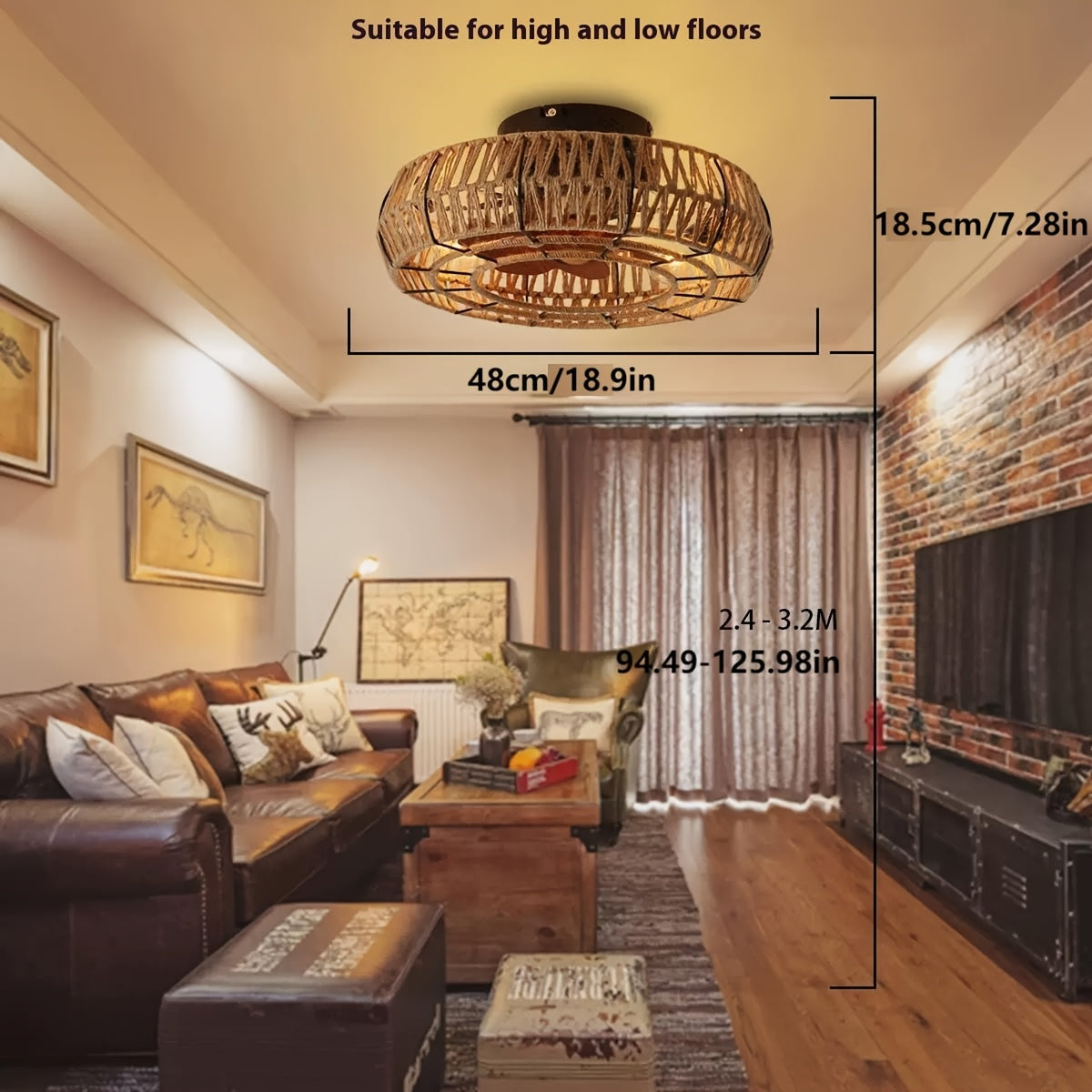 Amara ventilateur de plafond en rotin tissé à la main – un élément décoratif silencieux au style zen