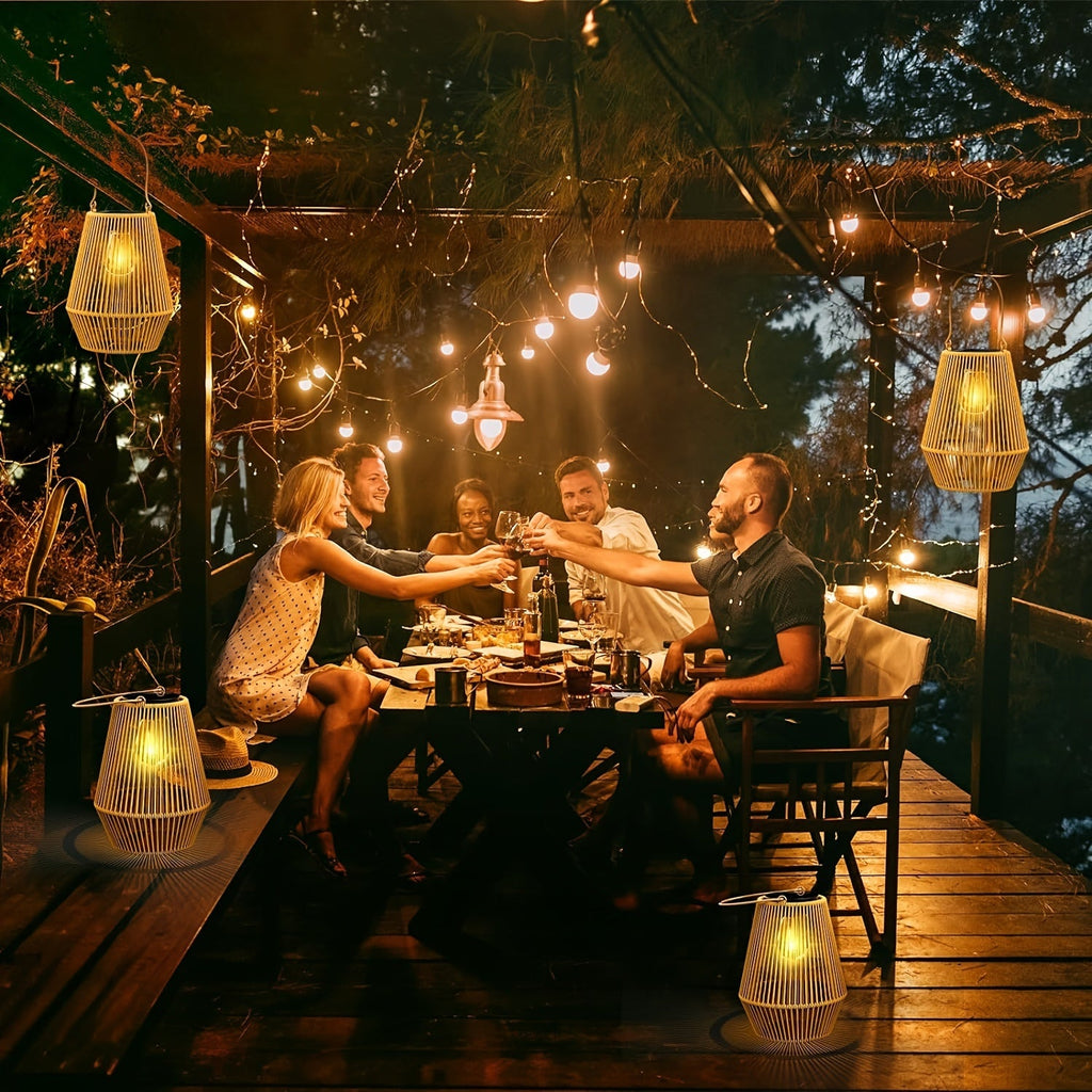 Lanterne Tissée Solaire – Éclairage Suspendu Élégant pour Jardin et Patio