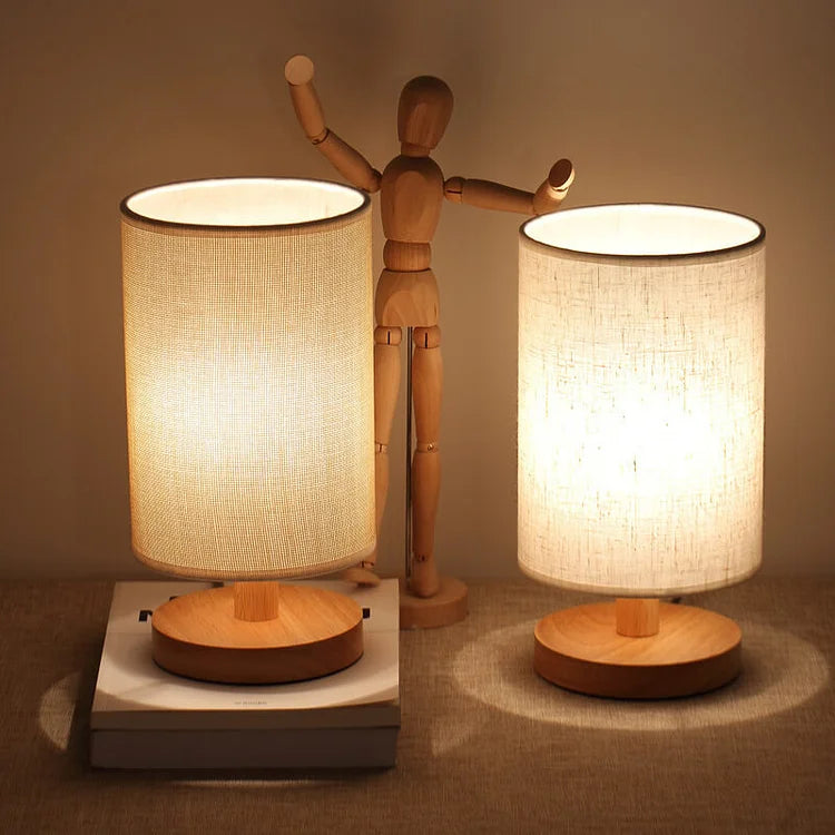 Aiko – Lampe de Table Organique en Bois & Lin avec Télécommande
