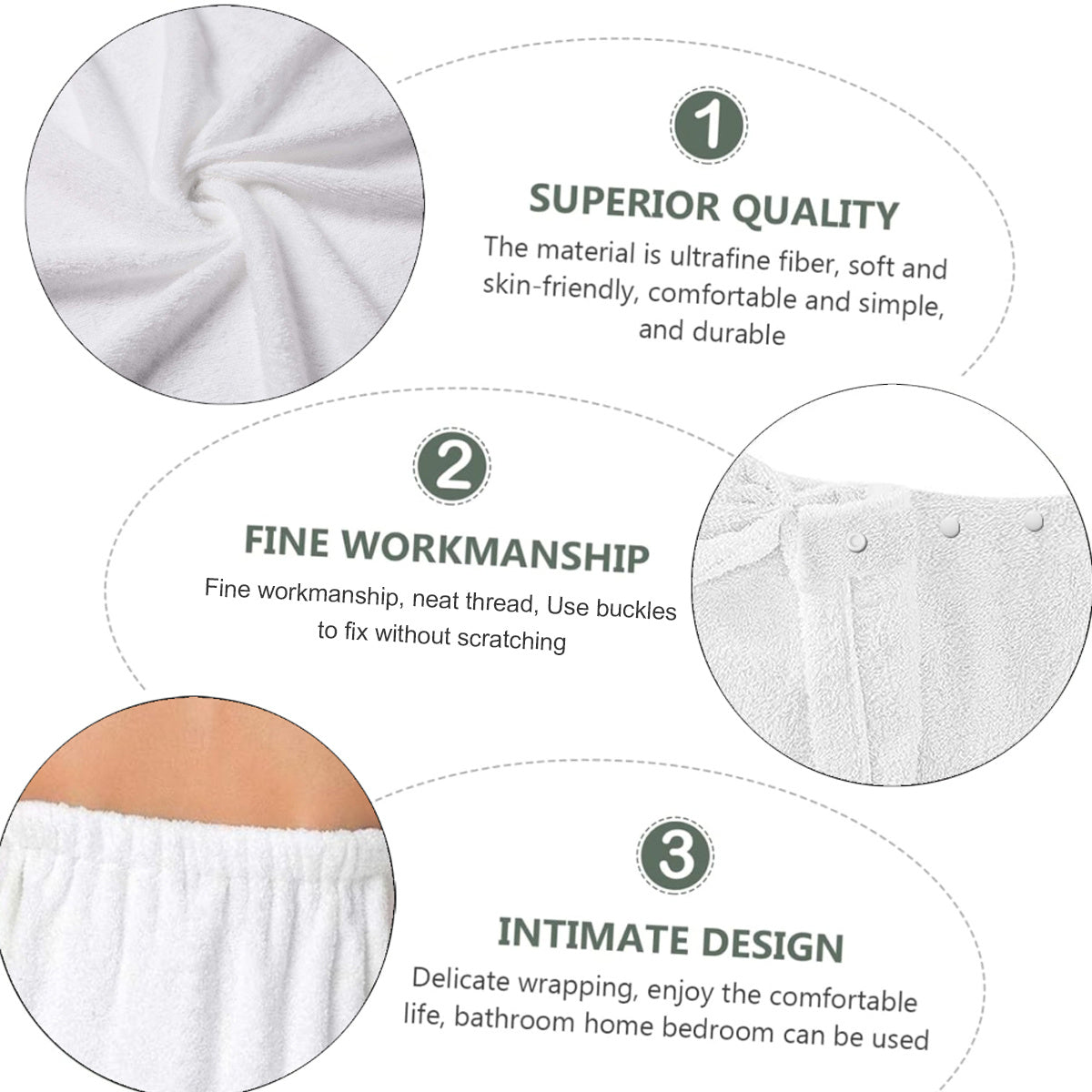 AQUARELLE - Ensemble de Peignoir et Serviette Minimaliste Solide Léger à Séchage Rapide Essentiels de Bain Faciles