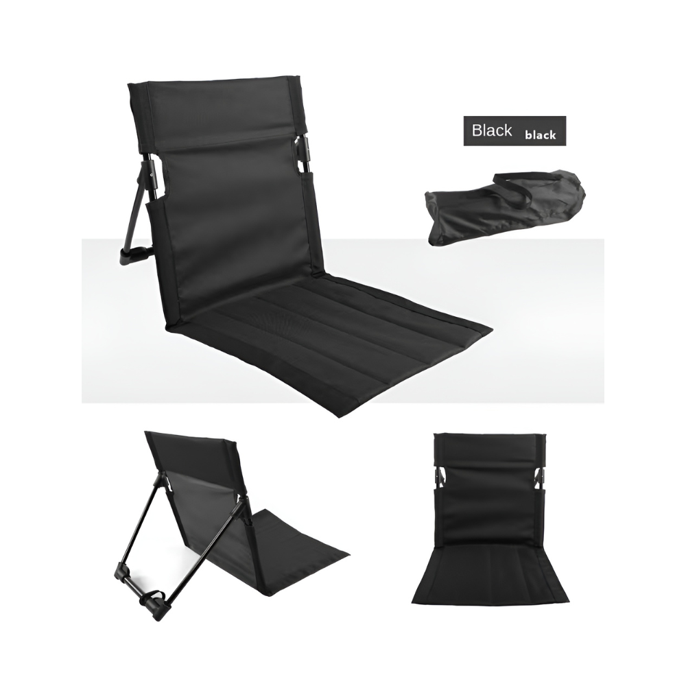 Chaise pliante en aluminium léger avec coussin noir