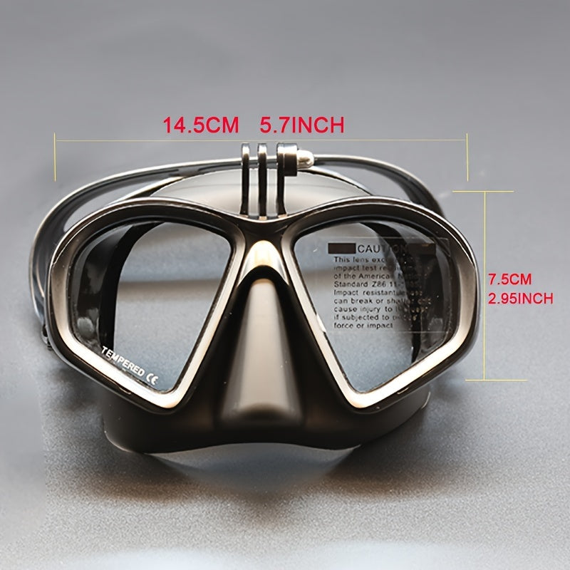 Masque de Plongée en Verre Trempé avec Étui de Rangement - Lunettes de Plongée avec Anti-Buée et Fixation pour Caméra