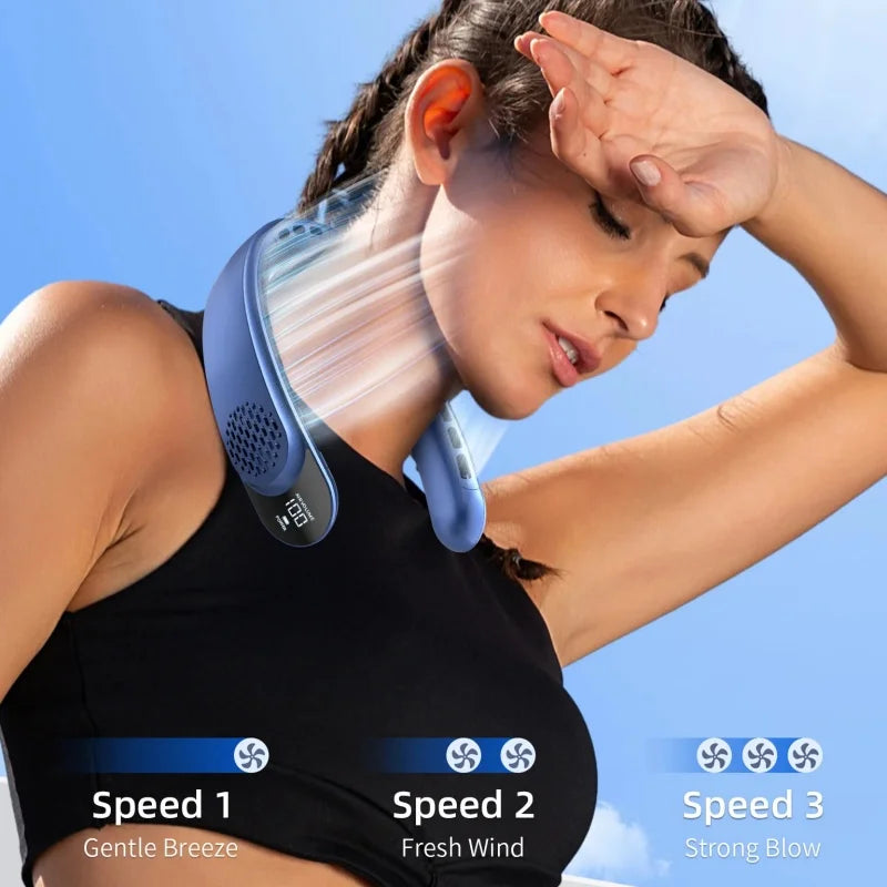 CoolBreeze™ | Ventilateur de Cou – Refroidissement à 360°, silencieux & mains libres