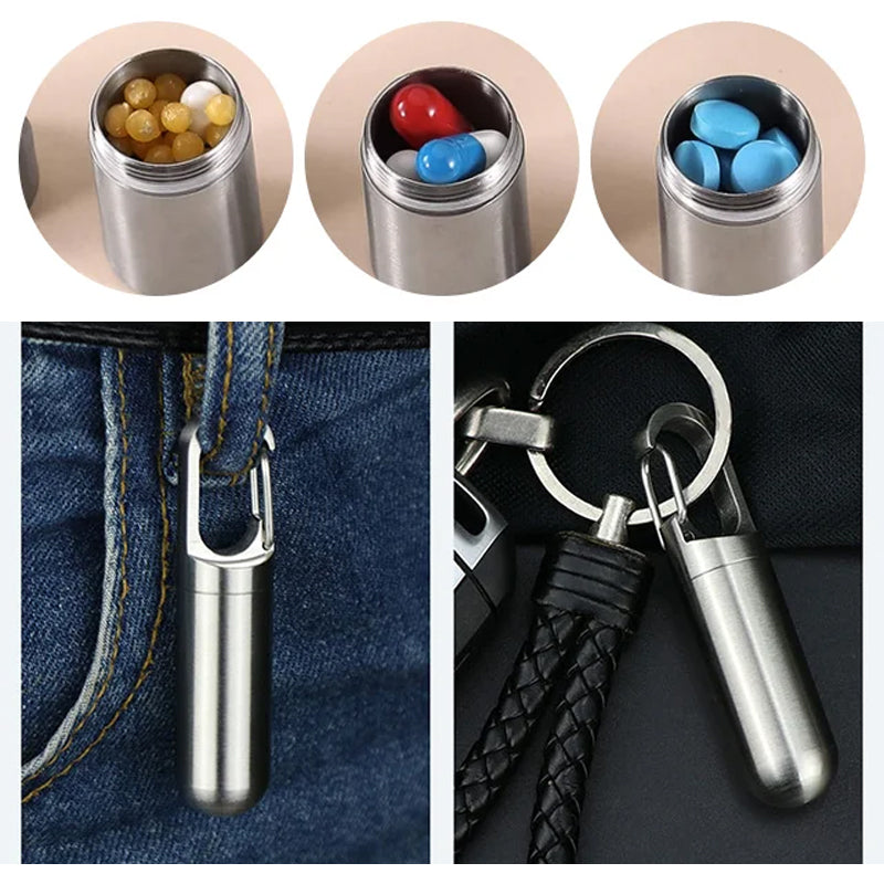 Boîte à médicaments portable en acier inoxydable