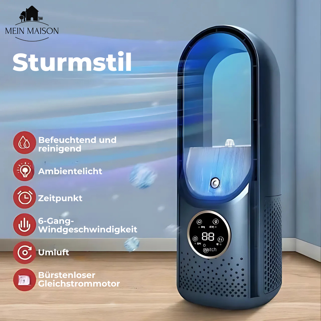 Airevo Refroidisseur d'air | Ventilateur USB sans pales | 6 vitesses | Silencieux & Avec minuterie | Humidification de l'air
