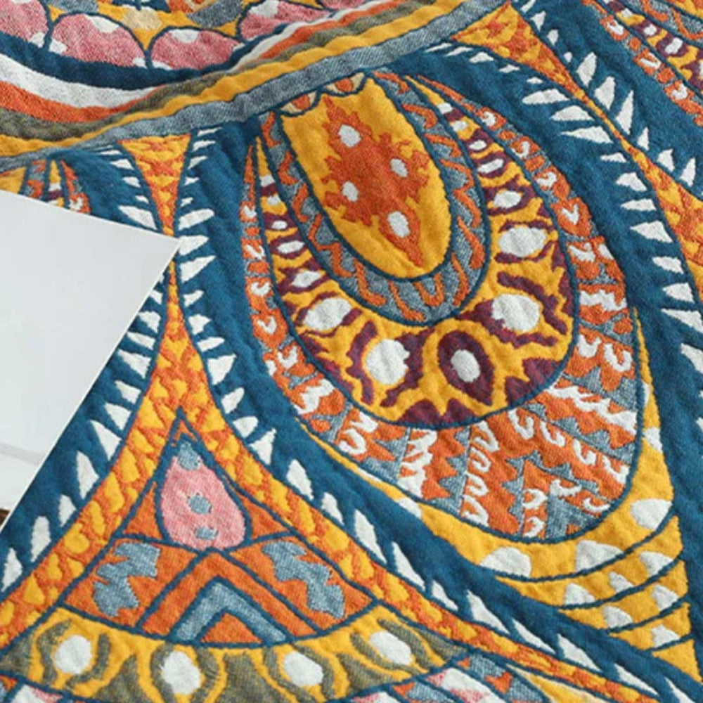 Couverture Réversible en Coton Golden Lotus Comfort