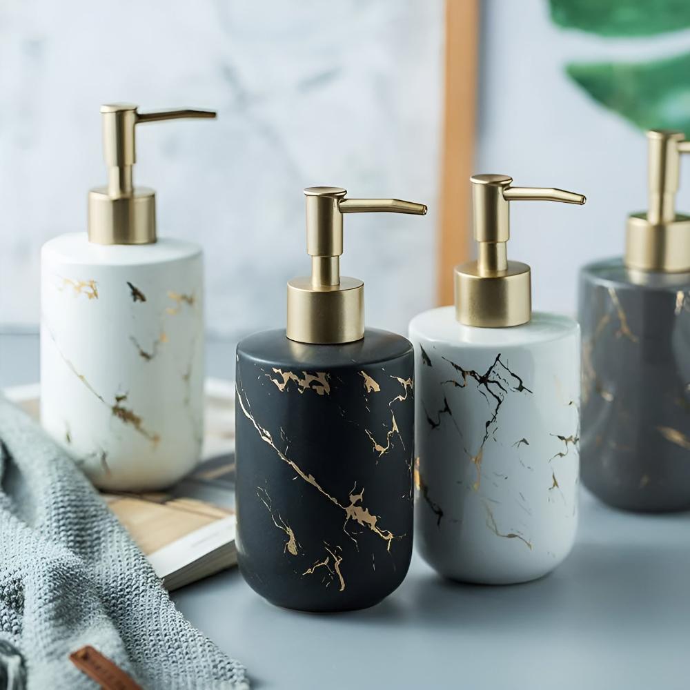 Distributeur de Savon en Marbre Doré Luxe