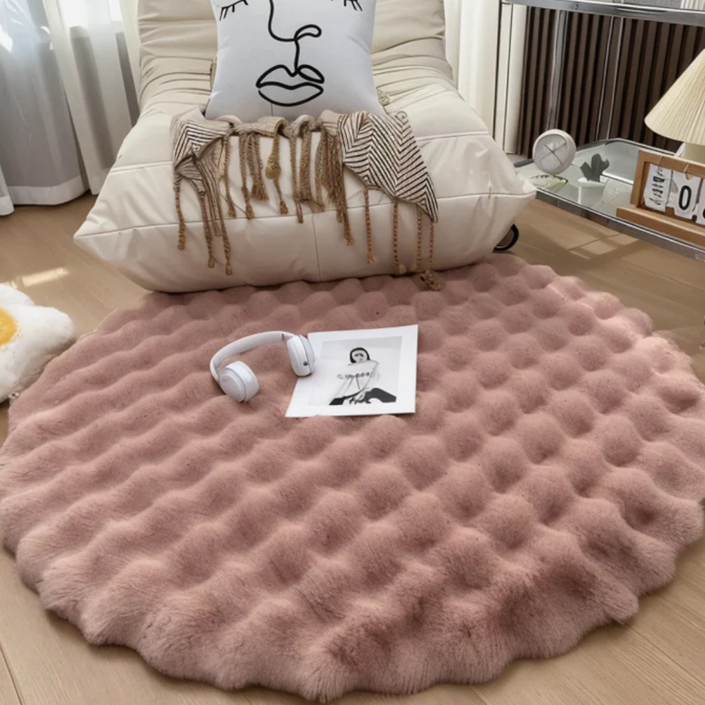 Tapis Rond en Fleece Antidérapant 80 x 80 cm