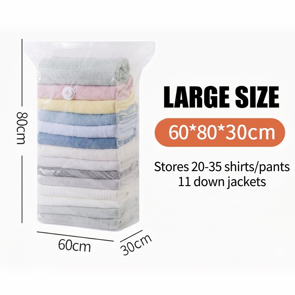VACUNOVA – Sacs de Compression Sans Pompe pour un Gain de Place Facile