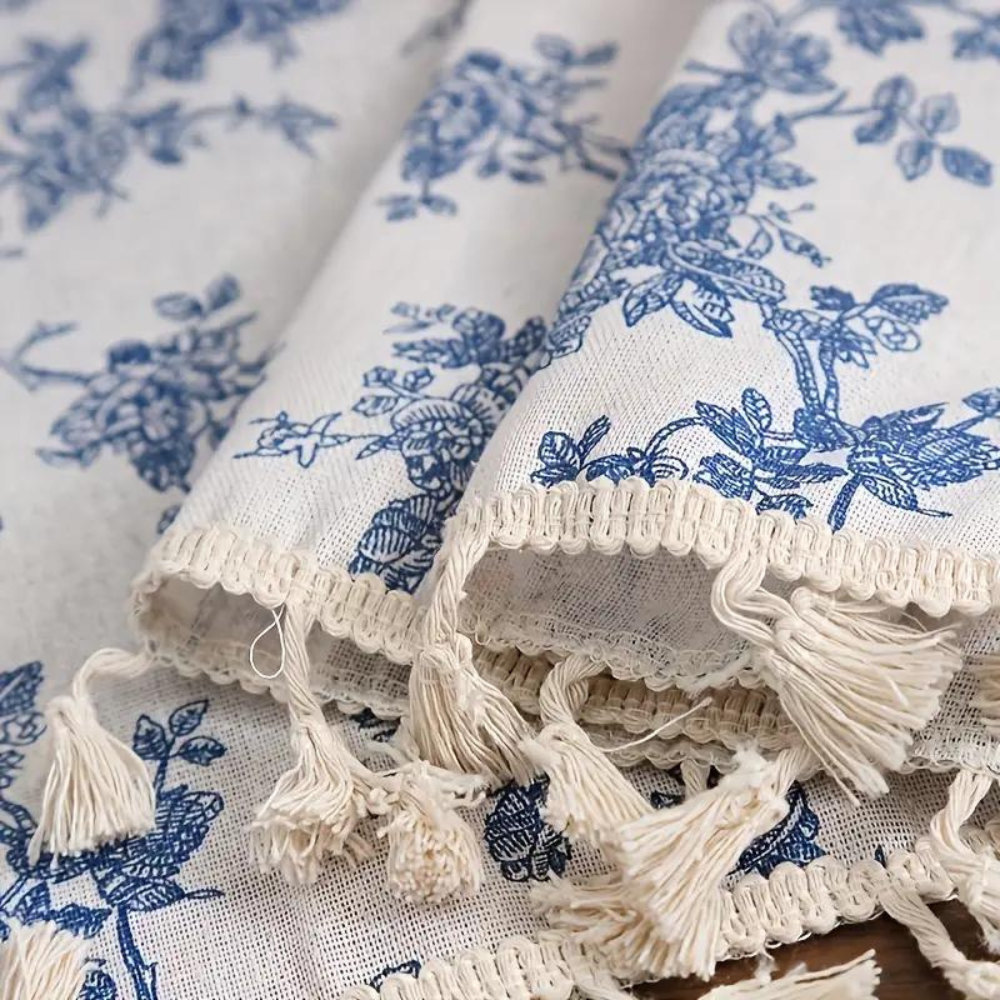 Rideau Floral Blue Rose pour la Maison