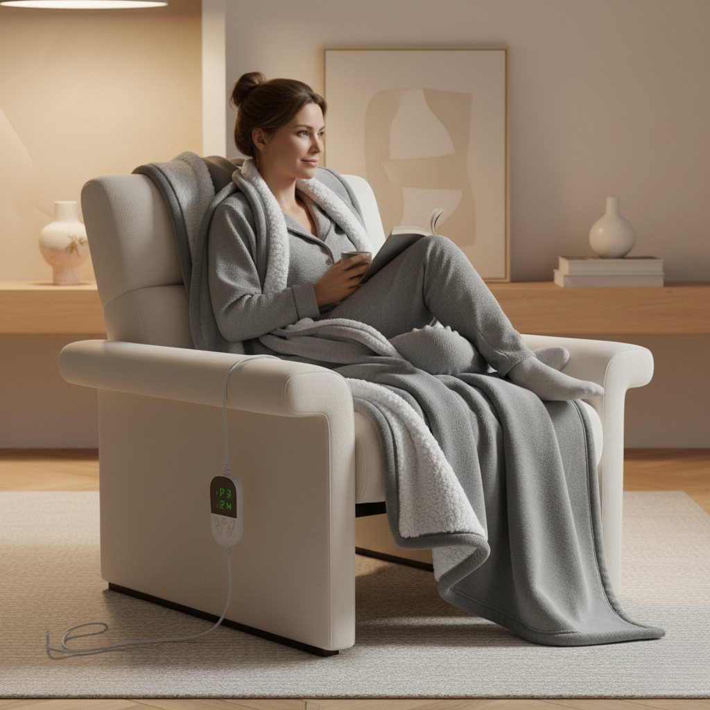 CozyFleece - Couverture Chauffante Électrique avec 6 Réglages de Température