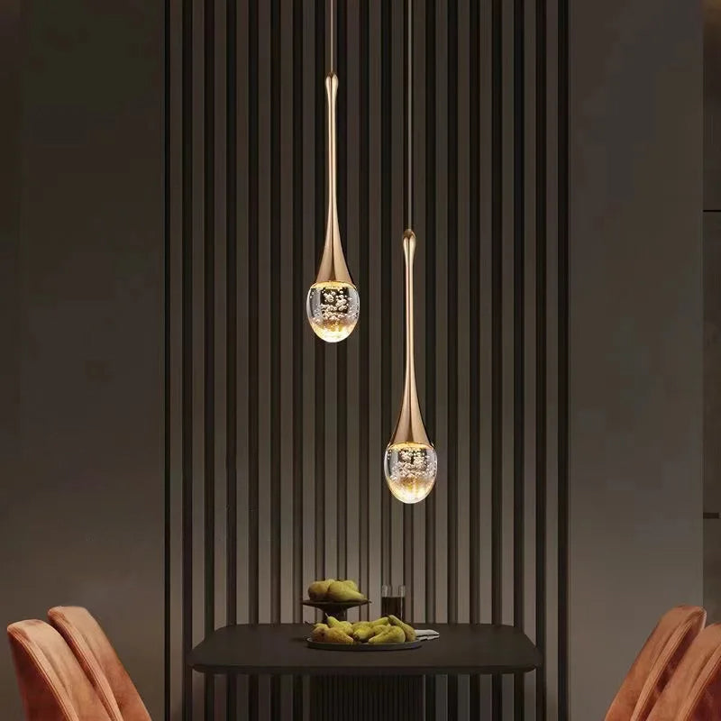 Suspension en verre avec lumière chaude - Vetra
