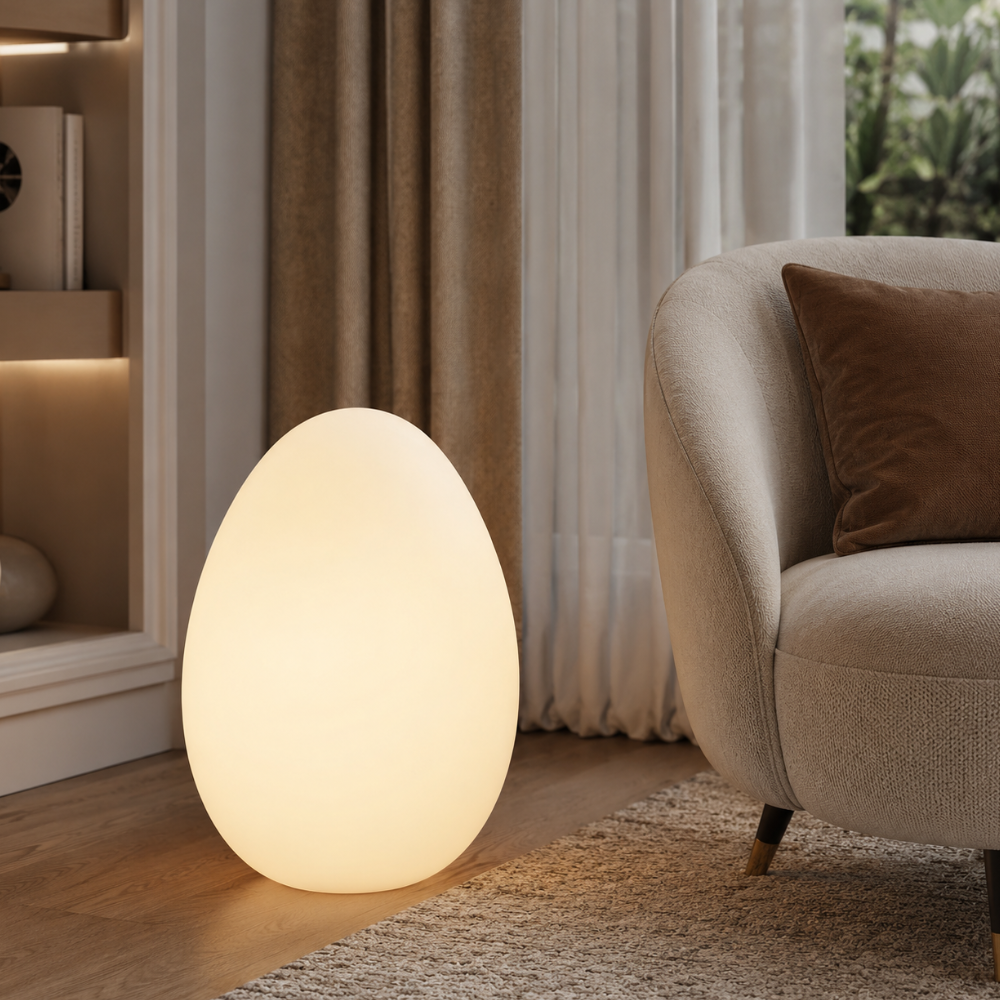 SolStone | Lampe de sol sculpturale œuf moderne minimaliste pour salon