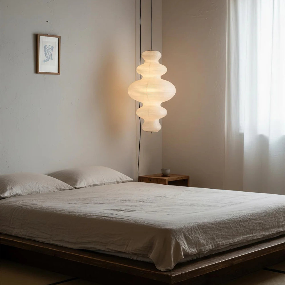 Akari Juni - Lampe Pendante en Papier de Riz Artisanale pour Éclairage de Cuisine