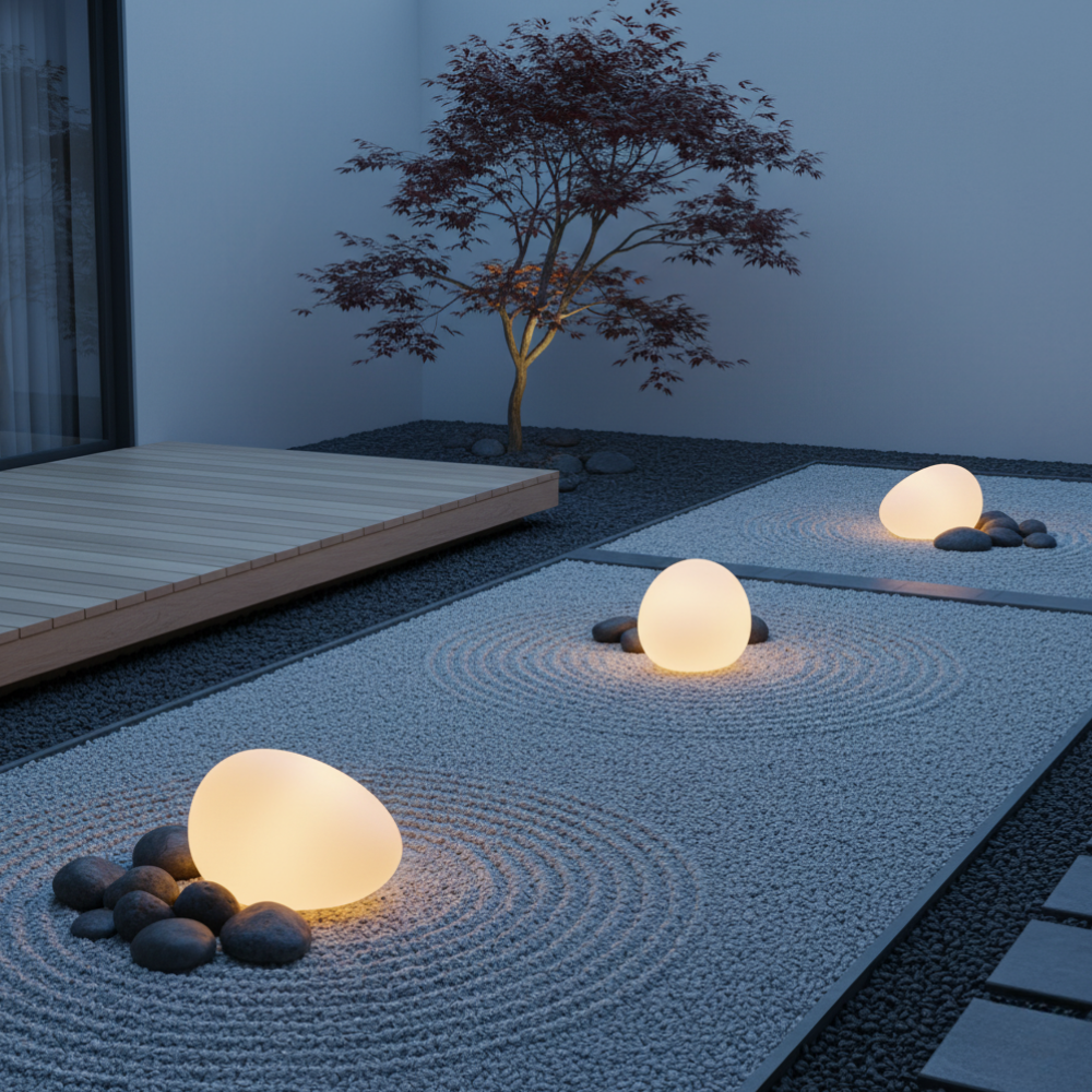 LunaStone | Lumière de Pierre Pebble Solaire d'Extérieur, Lumière LED Étanche pour Chemin de Jardin