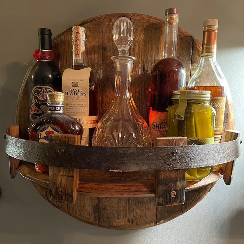 Sandsberg | Étagère Murale en Fût de Whisky | Design Rustique en Bois Massif | Rond