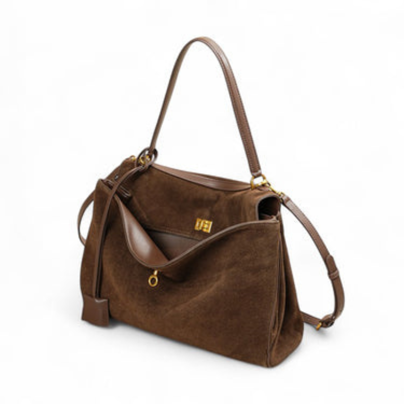 Grand sac à main rectangulaire en faux daim doux