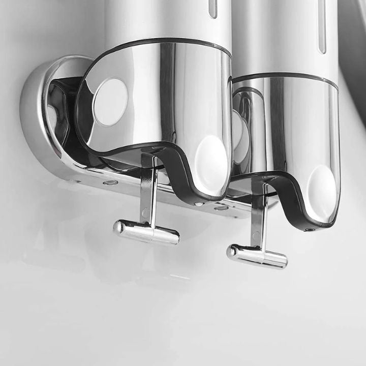 Distributeur de savon mural | Acier inoxydable & ABS | Design moderne | Gain de place & Rechargeable