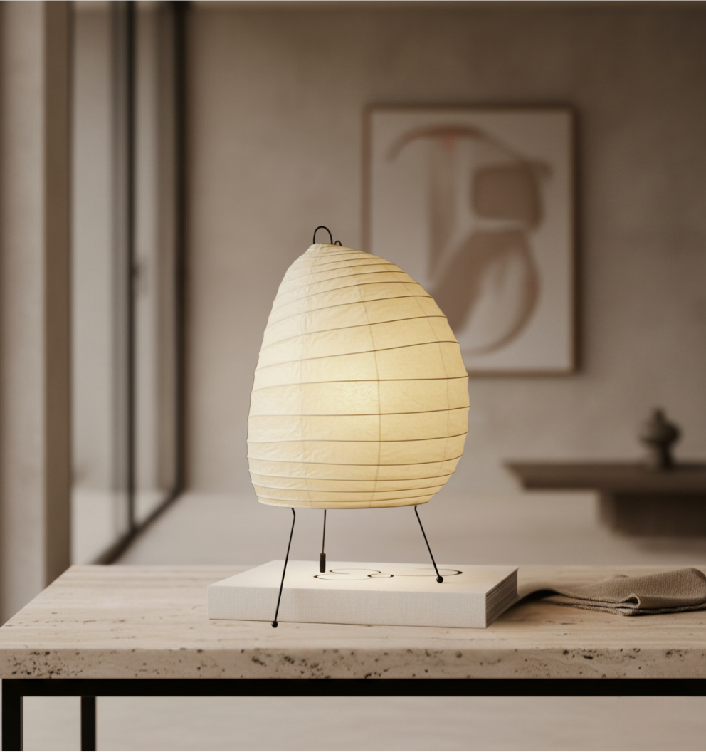 Lampe de Table Akari Washi - Lampe de Chevet Élégante avec Lumière Ambiante Douce