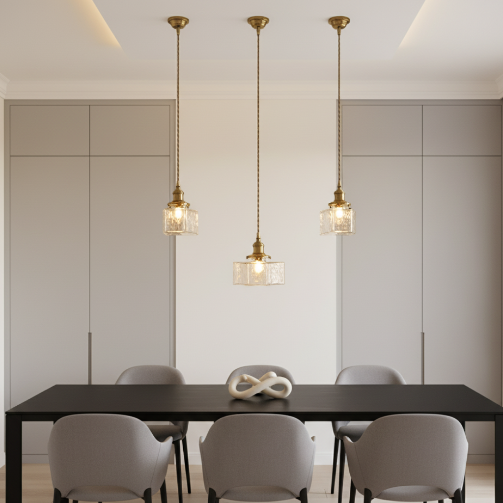 Collection Savoy | Suspension en Verre avec Finition Texturée, Style Vintage pour Éclairage de Cuisine