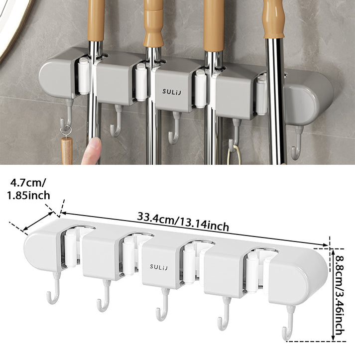 Support mural pour balais, mops et outils