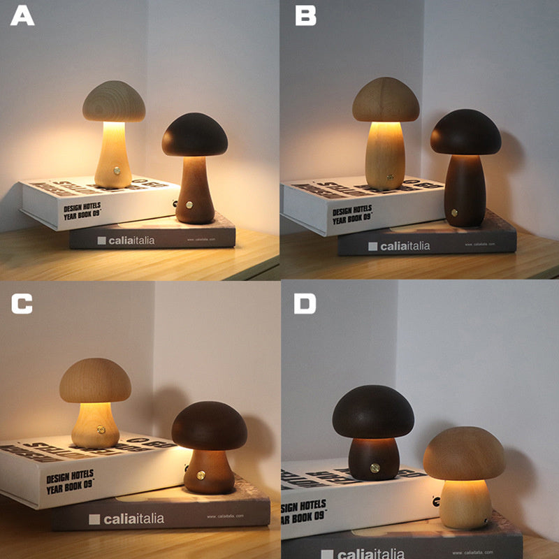 Lampe de table Vintage en bois Champignon