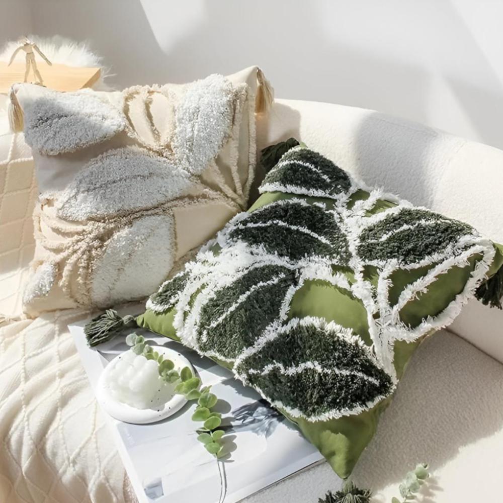 Housse de Coussin en Velours avec Frange