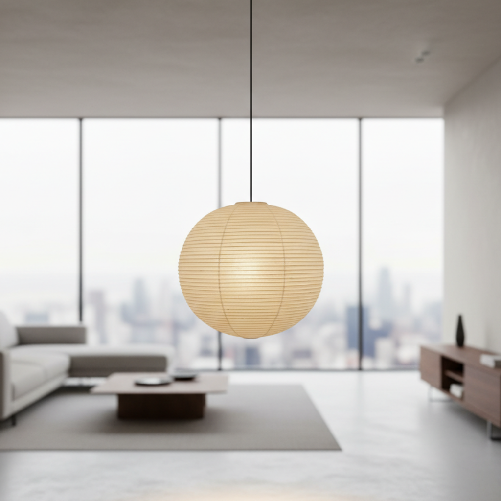 Lampe Suspendue Ronde Akari - Éclairage Suspendu Élégant avec Éclairage Ambiant
