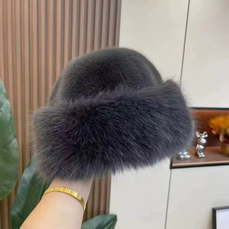 Emma – Chapeau bob en fourrure duveteuse avec protection pour les oreilles